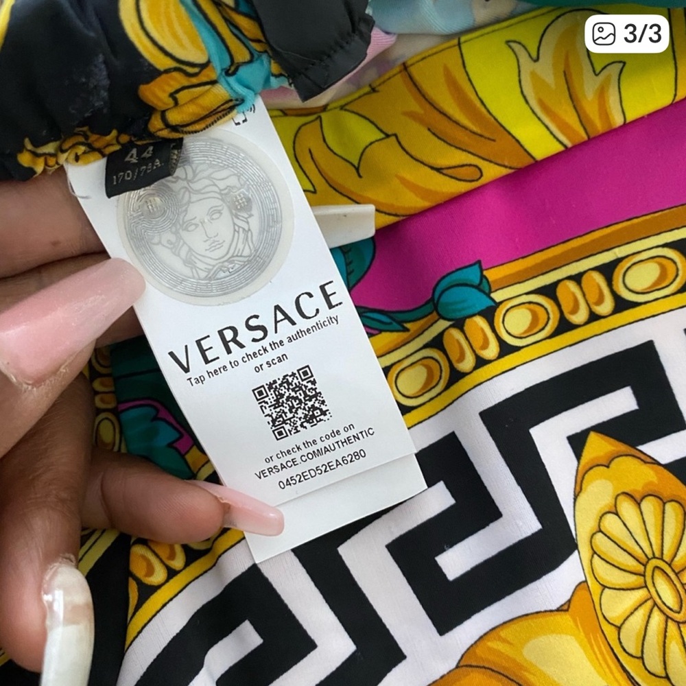 Versace Voyage Collection Baroque Greek key Print Leggings READ DESCRIPTION - Picture 5 of 5